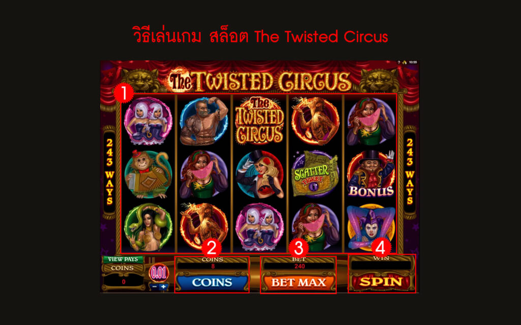 กฎกติกา วิธีเล่นสล็อต The Twisted Circus Slot